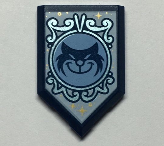 Tile, Modified 2 x 3 Pentagonal with Dark Blue Cat and White Background Pattern