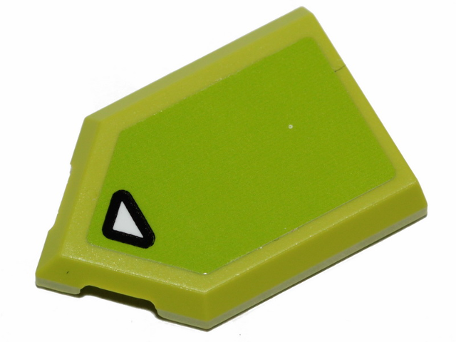 Tile, Modified 2 x 3 Pentagonal with Black Contoured White Triangle on Lime Background Pattern (Sticker) - Set 70826