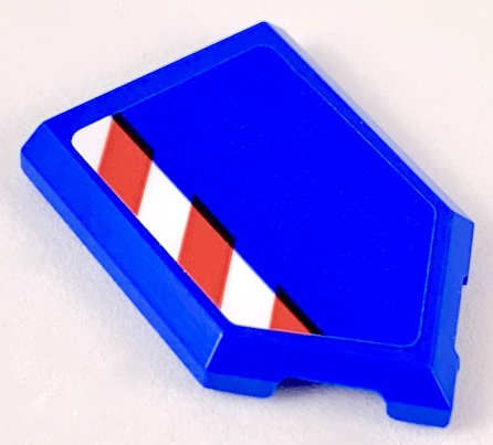 Tile, Modified 2 x 3 Pentagonal with Red and White Caution Stripe Pattern (Sticker) - Set 60223