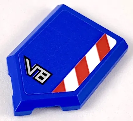 Tile, Modified 2 x 3 Pentagonal with Red and White Caution Stripe and Silver 'V8' Pattern (Sticker) - Set 60223