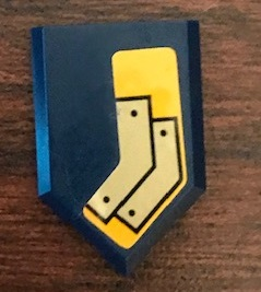 Tile, Modified 2 x 3 Pentagonal with Gold Angled Plates with Rivets on Bright Light Orange Background Pattern Model Left Side (Sticker) - Set 72006