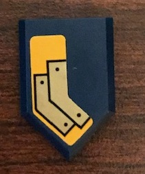 Tile, Modified 2 x 3 Pentagonal with Gold Angled Plates with Rivets on Bright Light Orange Background Pattern Model Right Side (Sticker) - Set 72006