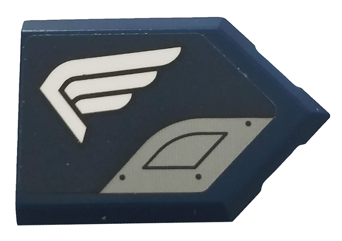 Tile, Modified 2 x 3 Pentagonal with White Wing and Light Bluish Gray Plate Pattern Model Left Side (Sticker) - Set 76123