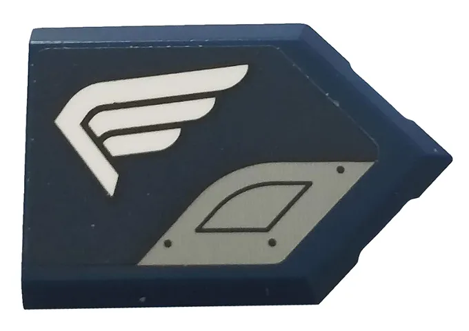 Tile, Modified 2 x 3 Pentagonal with White Wing and Light Bluish Gray Plate Pattern Model Left Side (Sticker) - Set 76123
