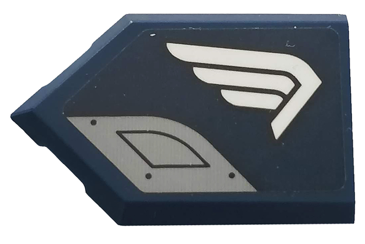 Tile, Modified 2 x 3 Pentagonal with White Wing and Light Bluish Gray Plate Pattern Model Right Side (Sticker) - Set 76123