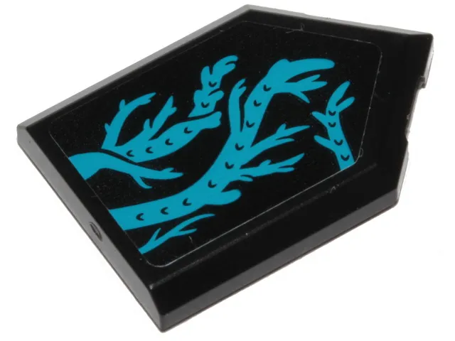 Tile, Modified 2 x 3 Pentagonal with Dark Azure Seaweed Pattern (Sticker) - Set 70433