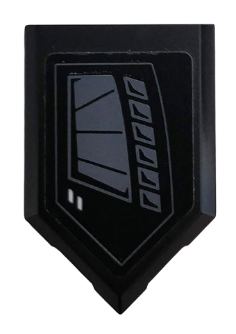 Tile, Modified 2 x 3 Pentagonal with Dark Bluish Gray Vents Pattern Model Right Side (Sticker) - Set 76100