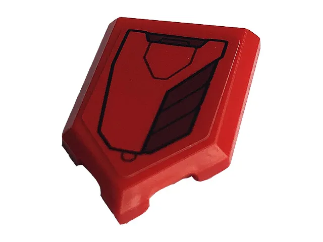 Tile, Modified 2 x 3 Pentagonal with Red and Dark Red Iron Man Hulkbuster Armor Pattern Model Left Side (Sticker) - Set 76164