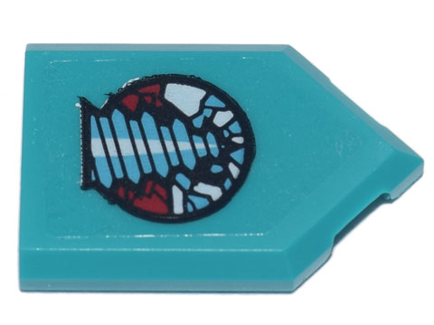 Tile, Modified 2 x 3 Pentagonal with Rock Raiders Drill Logo Pattern (Sticker) - Set 71741