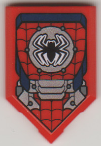 Tile, Modified 2 x 3 Pentagonal with Black Spider, Web and Metal Plates Pattern