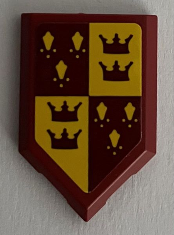 Tile, Modified 2 x 3 Pentagonal with Dark Red and Yellow Gryffindor Banner with Crowns Pattern (Sticker) - Set 76395