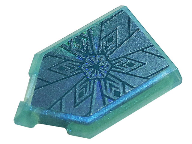 Tile, Modified 2 x 3 Pentagonal with Metallic Light Blue Snowflake and Ice Crystals Pattern (Sticker) - Set 43197