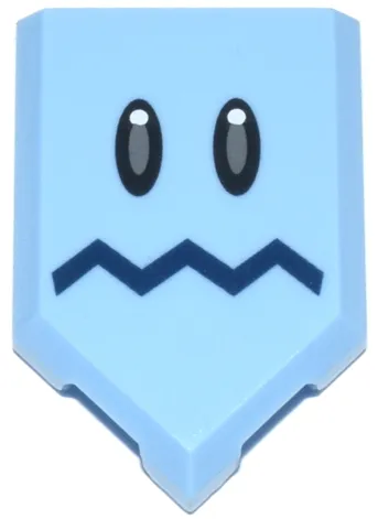 Tile, Modified 2 x 3 Pentagonal with Black and Dark Bluish Gray Eyes, Dark Blue Zigzag Mouth Pattern (Super Mario Freezie Face)