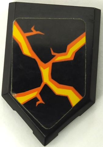 Tile, Modified 2 x 3 Pentagonal with Cracked Rock with Orange and Yellow Lava Pattern (Sticker) - Set 70325