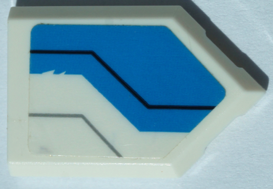 Tile, Modified 2 x 3 Pentagonal with Dark Azure Panel, Black and Light Bluish Gray Lines Pattern Model Left Side (Sticker) - Set 70673