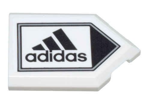 Tile, Modified 2 x 3 Pentagonal with Black 'adidas' Logo and Black Triangle Pattern (Sticker) - Set 10299