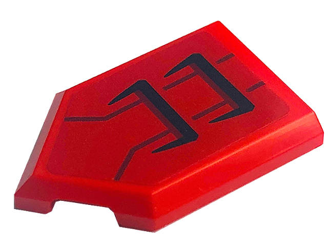 Tile, Modified 2 x 3 Pentagonal with Black Air Vents and Dark Red Lines Pattern (Sticker) - Set 71773