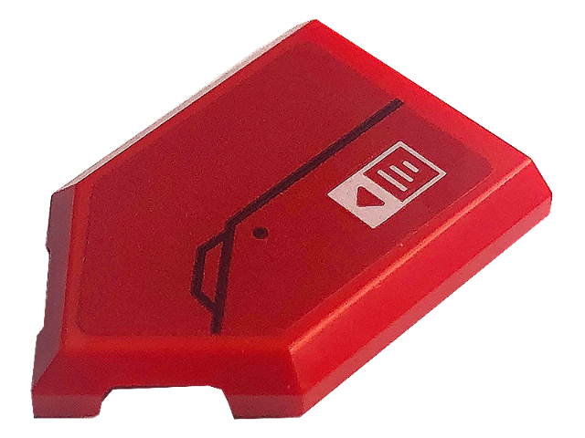 Tile, Modified 2 x 3 Pentagonal with Black Line and White Rectangle with Red Arrow Pattern (Sticker) - Set 71773