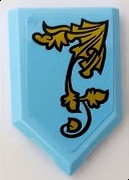 Tile, Modified 2 x 3 Pentagonal with Gold Leaves Ornament Pattern Side A (Sticker) - Set 75958