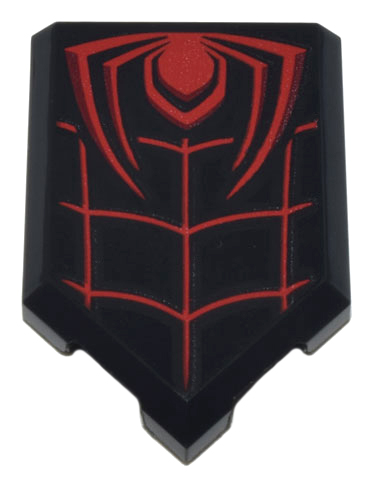 Tile, Modified 2 x 3 Pentagonal with Red Spider Half and Web Pattern