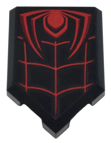 Tile, Modified 2 x 3 Pentagonal with Red Spider Half and Web Pattern