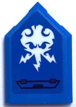 Tile, Modified 2 x 3 Pentagonal with Black Hatch and White Jay Symbol Pattern Model Right Side (Sticker)  - Set 71699