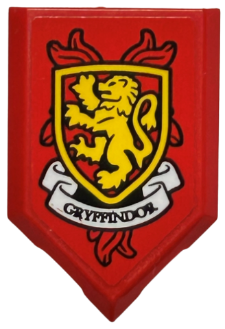 Tile, Modified 2 x 3 Pentagonal with HP 'GRYFFINDOR' House Crest Pattern (Sticker) - Set 76416