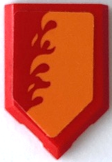 Tile, Modified 2 x 3 Pentagonal with Orange Flames Pattern Model Left Side (Sticker) - Set 80011