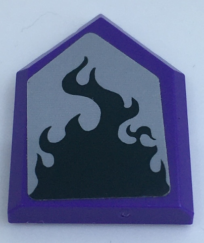 Tile, Modified 2 x 3 Pentagonal with Black Flame on Light Bluish Gray Background Pattern (Sticker) - Set 41152