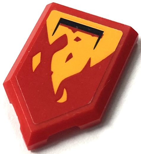 Tile, Modified 2 x 3 Pentagonal with Black Air Vent and Bright Light Orange Flames Pattern Model Right Side (Sticker) - Set 71748