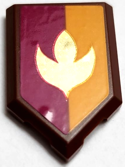 Tile, Modified 2 x 3 Pentagonal with Holographic Arendelle Crest Flower on Magenta and Bright Light Orange Background Pattern (Sticker) - Set 41167