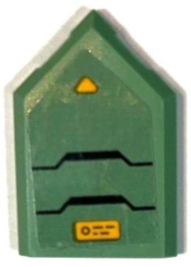 Tile, Modified 2 x 3 Pentagonal with Armor Plates with Black Outlines, Bright Light Orange Triangle and Rectangle with Lines Pattern Model Right Side (Sticker) - Set 71750