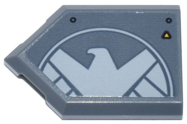 Tile, Modified 2 x 3 Pentagonal with Panel with White Eagle Shield Logo Pattern Model Left Side (Sticker) - Set 76269