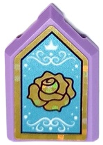 Tile, Modified 2 x 3 Pentagonal with Gold Holographic Frame and Rose, White Crown and Filigree on Medium Blue Background Pattern (Sticker) - Set 43193