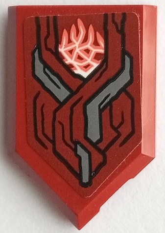 Tile, Modified 2 x 3 Pentagonal with Armor with Black Outlines, Dark Bluish Gray Highlights, White and Coral Cosmic Energy Pattern (Sticker) - Set 76155