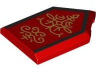 Tile, Modified 2 x 3 Pentagonal with Gold Ornaments and Black Trim Pattern (BrickHeadz Queen Amidala Dress)