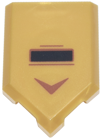 Tile, Modified 2 x 3 Pentagonal with Reddish Brown Arrow and Lines and Black Rectangle Pattern