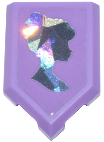 Tile, Modified 2 x 3 Pentagonal with Silver Holographic Silhouette Portrait of Anna Pattern (Sticker) - Set 43244