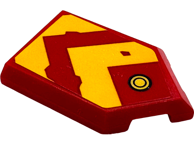 Tile, Modified 2 x 3 Pentagonal with Bright Light Orange Worn Chevrons and Gold Circle Pattern (Sticker) - Set 71830