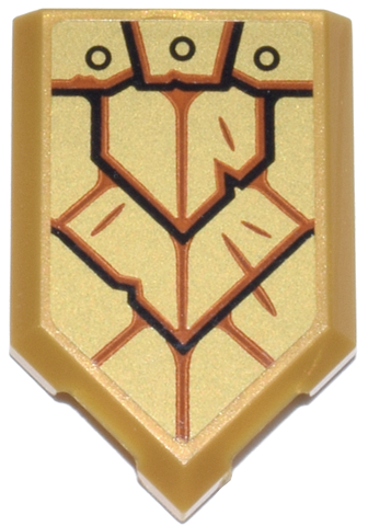 Tile, Modified 2 x 3 Pentagonal with Armor Panels with Black Edges and Rivets and Dark Orange Creases Pattern (Sticker) - Set 71836