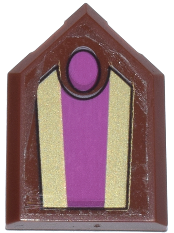 Tile, Modified 2 x 3 Pentagonal with Gold and Dark Pink Chair Back Stripes and Oval Headrest Pattern (Sticker) - Set 43263