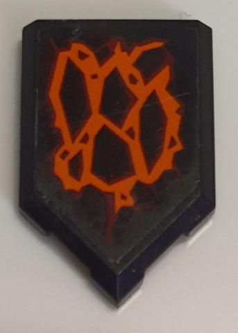 Tile, Modified 2 x 3 Pentagonal with Orange Cracks and Lava Pattern (Sticker) - Set 71782