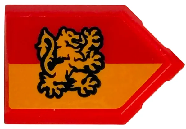 Tile, Modified 2 x 3 Pentagonal with Orange Gryffindor Lion and Striped Banner Pattern (Sticker) - Set 76451