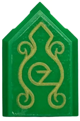 Tile, Modified 2 x 3 Pentagonal with Gold 'OZ' and Ornate Swirls Pattern (Sticker) - Set 75689