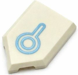 Tile, Modified 2 x 3 Pentagonal with Metallic Light Blue Power Logo with Inner Circle and Handle Pattern
