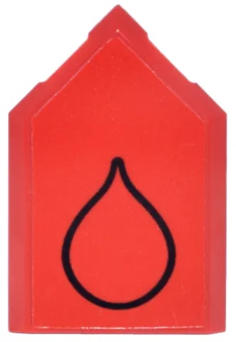 Tile, Modified 2 x 3 Pentagonal with Black Water Droplet Outline Pattern (Pokémon Volcano Badge) (Sticker) - Set 40892