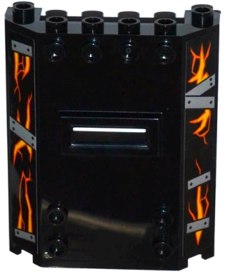 Panel 2 x 6 x 6 with Window Slot with Silver Metal Strips over Bright Light Orange and Orange Cracks Pattern (Stickers) - Set 70316