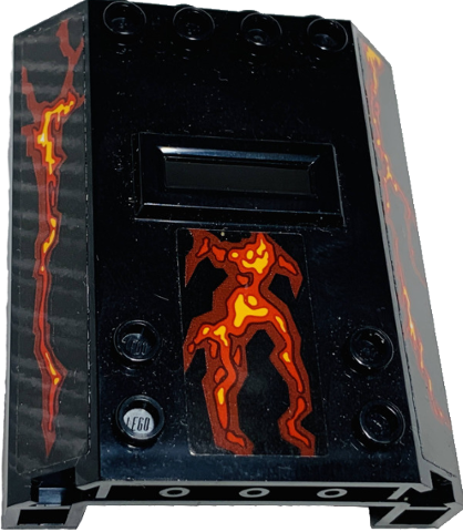 Panel 2 x 6 x 6 with Window Slot with Dark Red and Bright Light Orange Lava Cracks Pattern (Stickers) - Set 70323