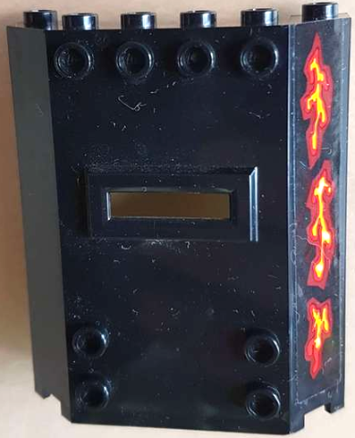 Panel 2 x 6 x 6 with Window Slot with 3 Dark Red and Bright Light Orange Lava Cracks Pattern (Sticker) - Set 70323