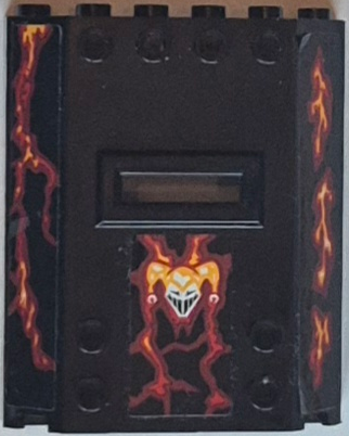 Panel 2 x 6 x 6 with Window Slot with Dark Red and Bright Light Orange Lava Cracks and Joker Pattern (Stickers) - Set 70323